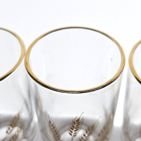 50s Homer Laughlin Golden Wheat Juice Glasses 4” midcentury  small cocktail 6pc - Picture 6 of 14